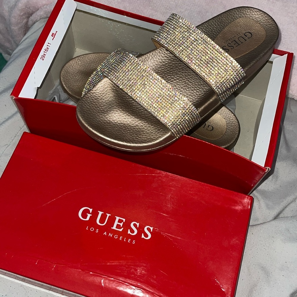 Guess slip on sandals (rose gold)